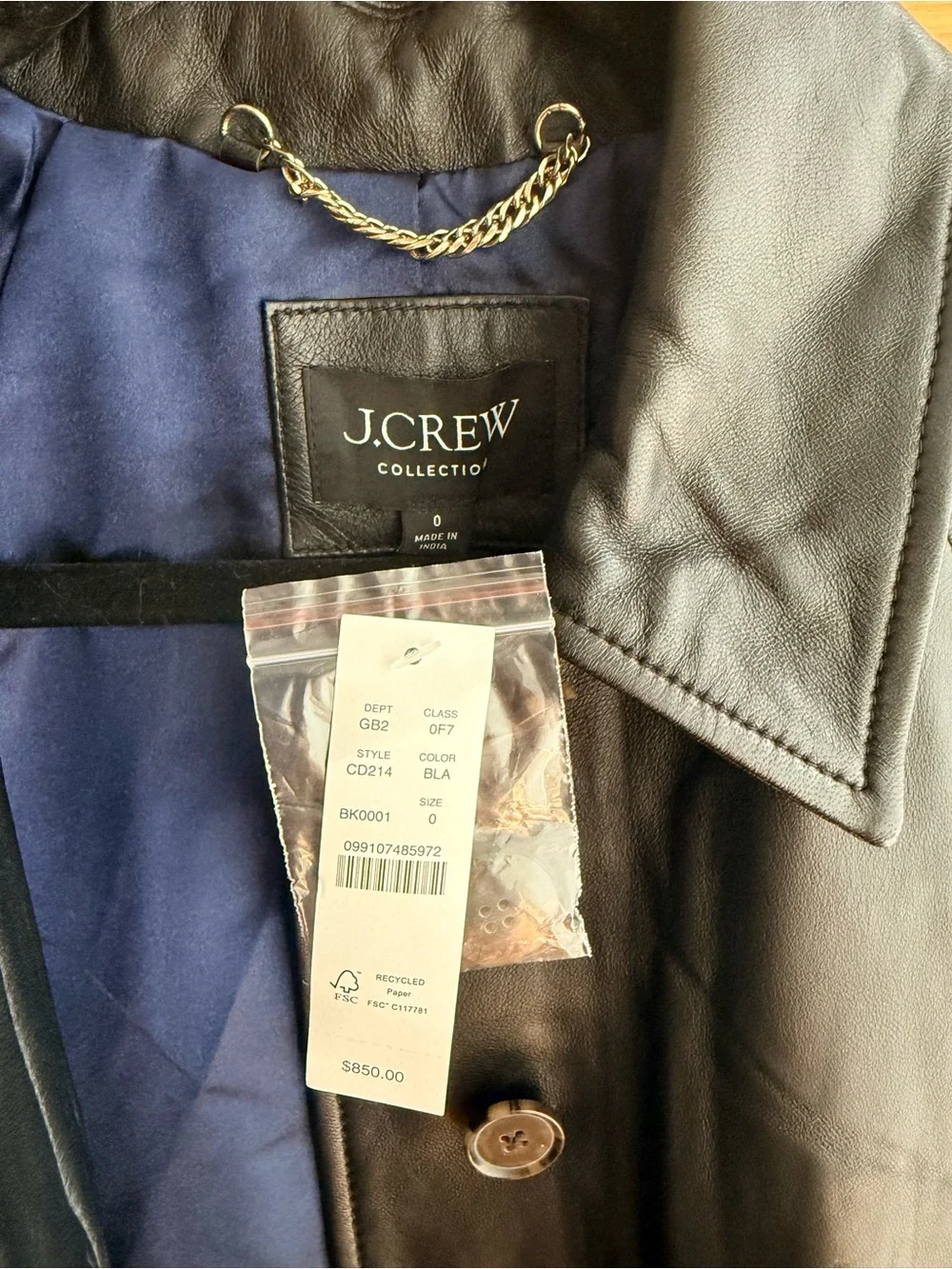 J Crew Collection Trench Coat in Leather NWT - Picture 4 of 4